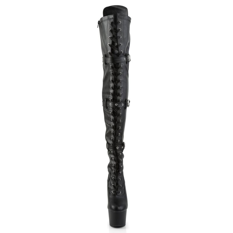 Pleaser Adore-3028 Vegan Leather Hoge Hakken Dames Zwart | BELGIE BEHBAXPT