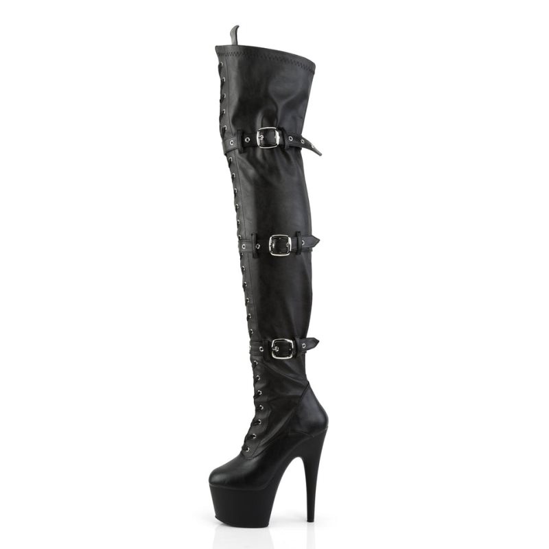 Pleaser Adore-3028 Vegan Leather Hoge Hakken Dames Zwart | BELGIE BEHBAXPT