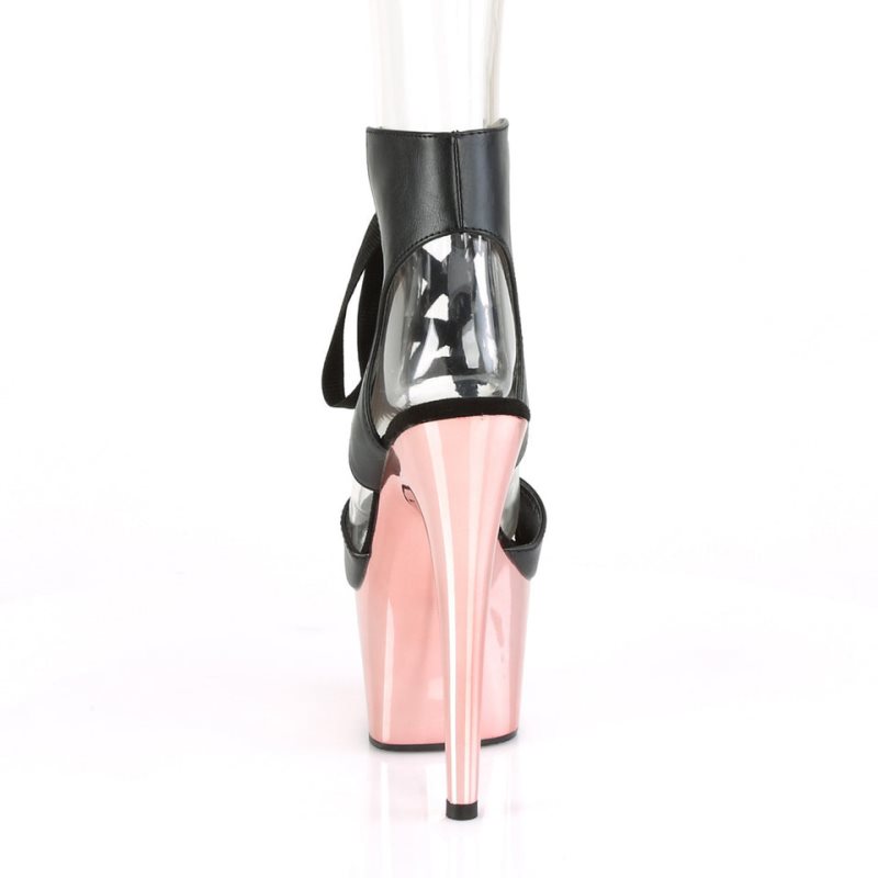 Pleaser Adore-700-14 Vegan Leather Hakken Dames Zwart Roze Goud | BELGIE BEIGZCUV