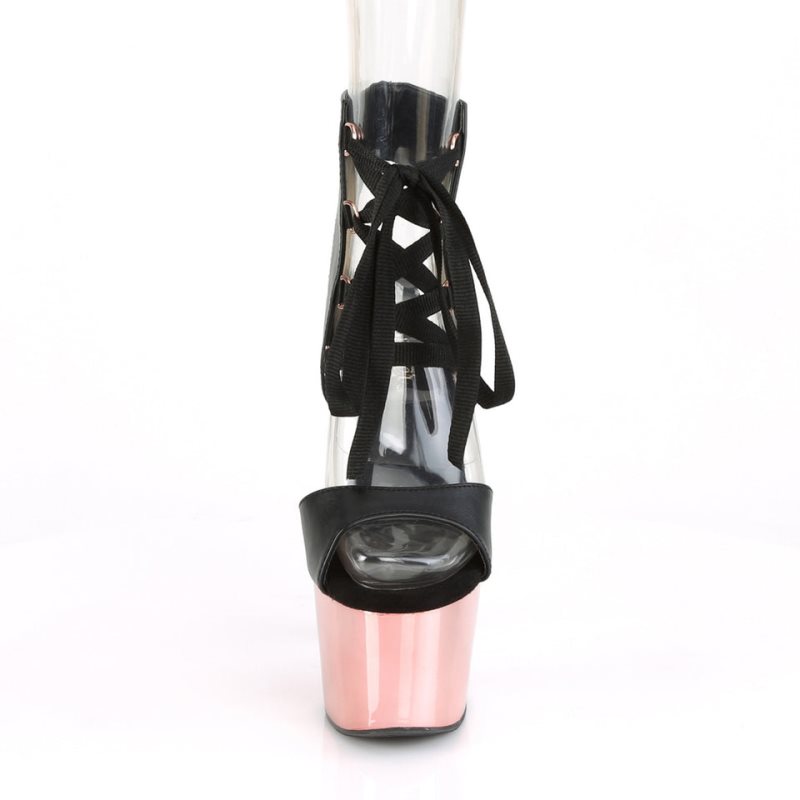 Pleaser Adore-700-14 Vegan Leather Hakken Dames Zwart Roze Goud | BELGIE BEIGZCUV