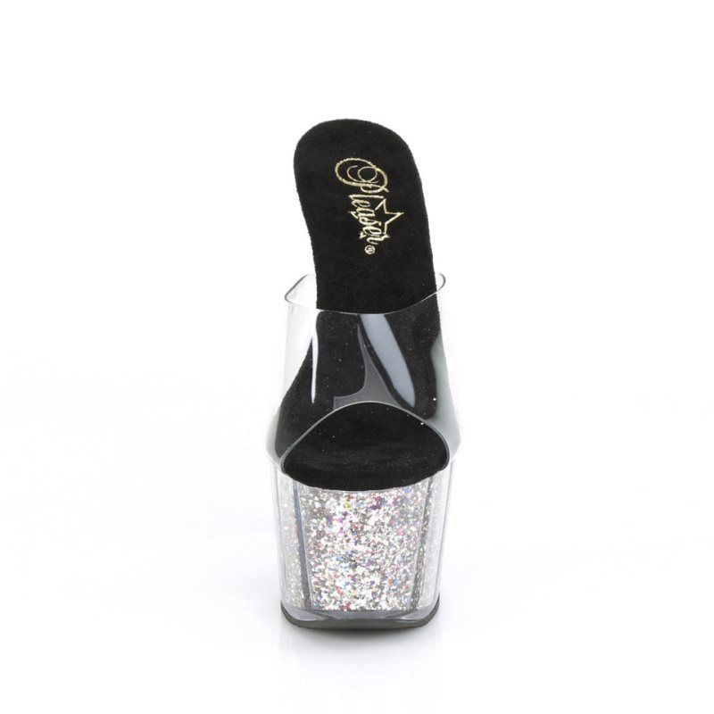 Pleaser Adore-701CG Badslippers Plateauzool Dames Zilver | BELGIE BEAEFOIK