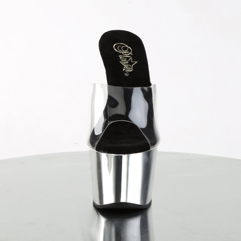 Pleaser Adore-701 Badslippers Plateauzool Dames Zilver | BELGIE BEANUSEP