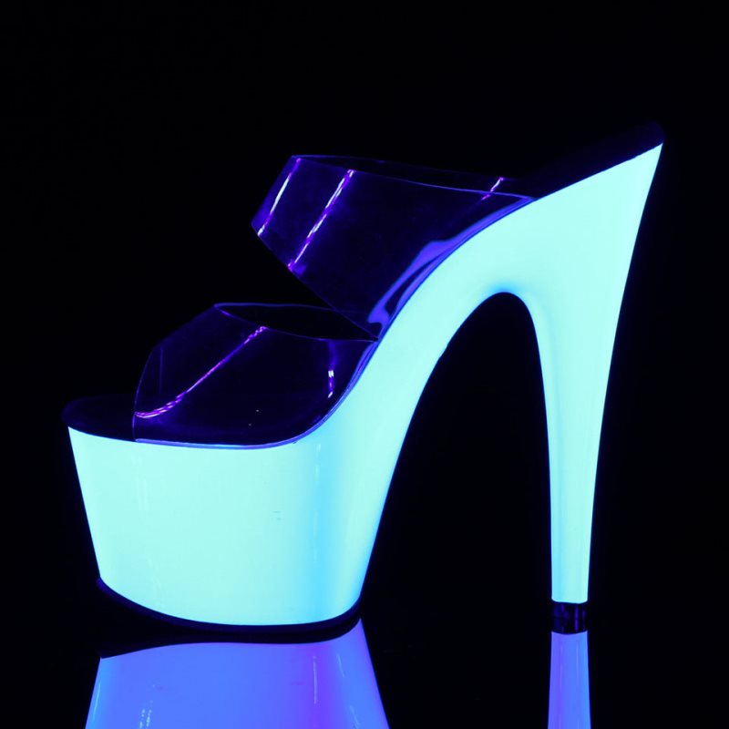 Pleaser Adore-702UV Badslippers Plateauzool Dames Wit | BELGIE BEYMLANI