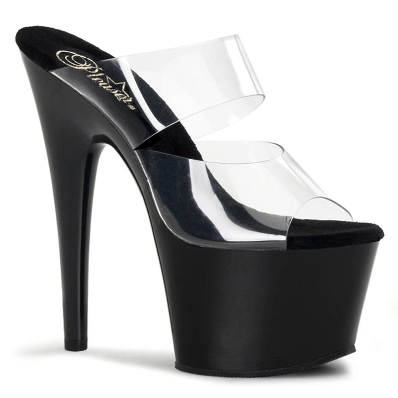 Pleaser Adore-702 Badslippers Plateauzool Dames Zwart | BELGIE BEQTRFHG