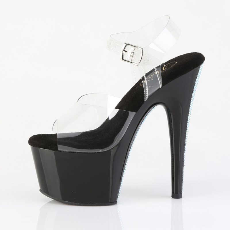 Pleaser Adore-708CRS-2 Hakken Dames Zwart Zilver | BELGIE BENIJRYT