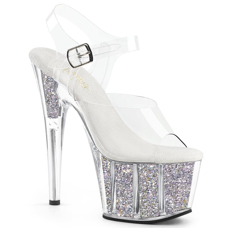 Pleaser Adore-708G Hakken Dames Zilver | BELGIE BEUPLGOS