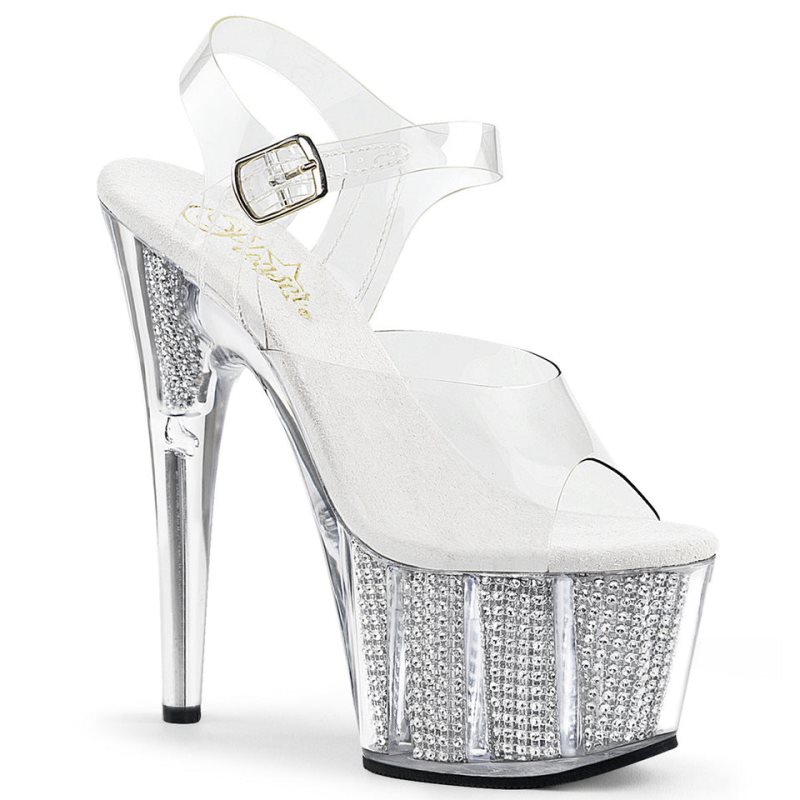 Pleaser Adore-708SRS Hakken Dames Zilver | BELGIE BEUCXQTL