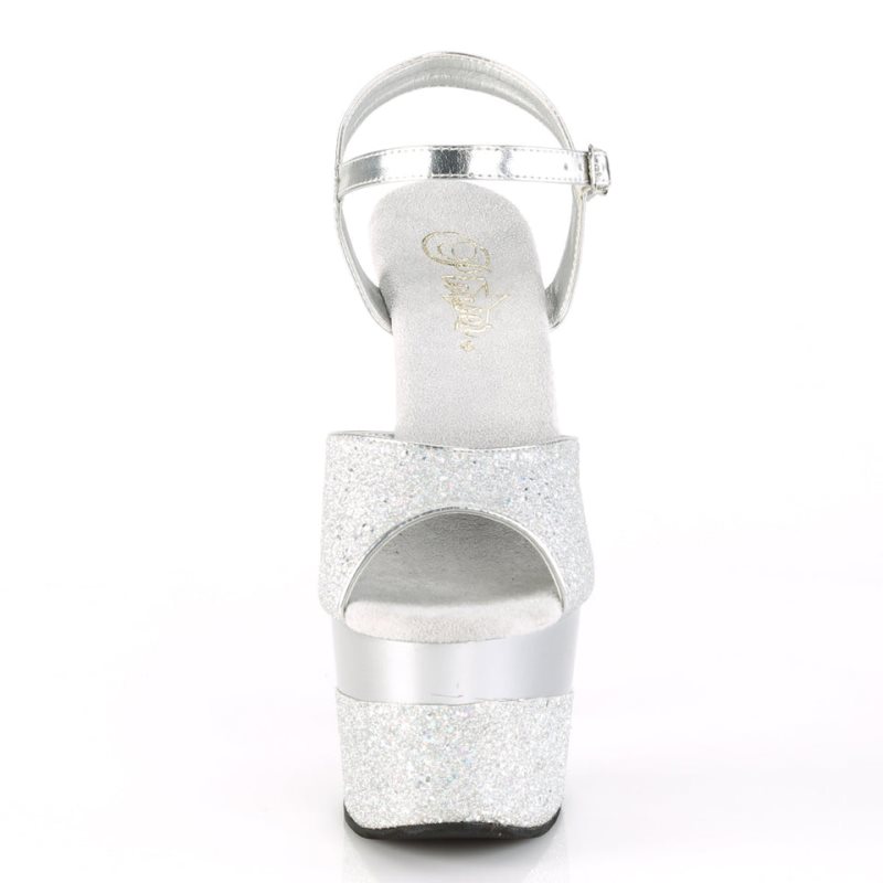 Pleaser Adore-709-2G Hakken Dames Zilver | BELGIE BEBCFHGN