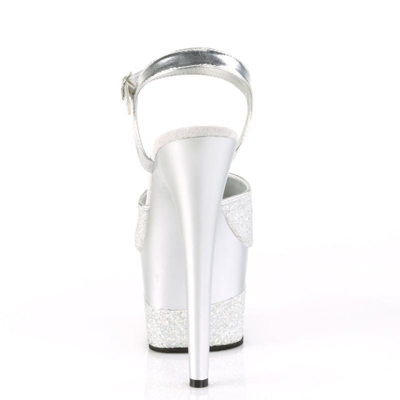 Pleaser Adore-709-2G Hakken Dames Zilver | BELGIE BEBCFHGN