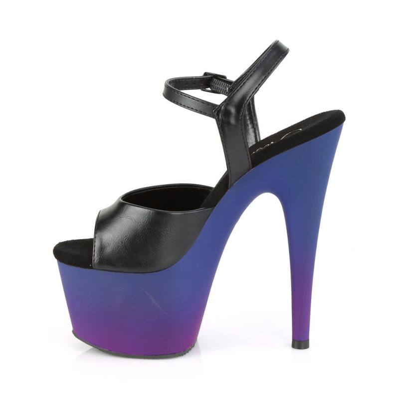 Pleaser Adore-709BP Vegan Leather Hakken Dames Zwart Blauw | BELGIE BEXVHAPZ