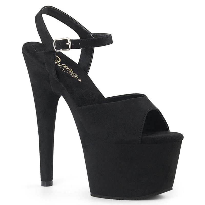 Pleaser Adore-709FS Suede Hakken Dames Zwart | BELGIE BEBUQITM