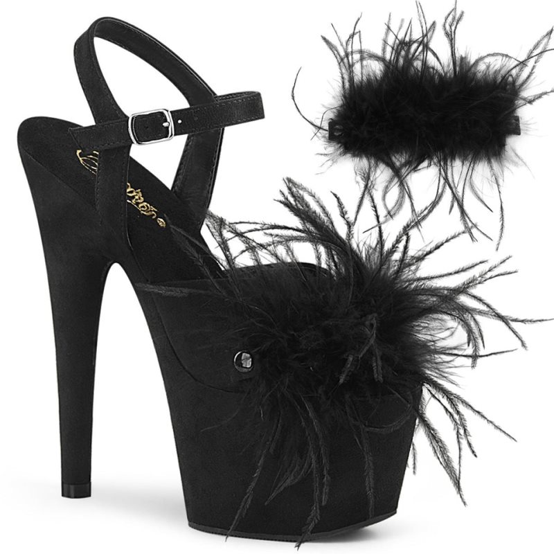 Pleaser Adore-709F Suede Hakken Dames Zwart | BELGIE BEITNVZE