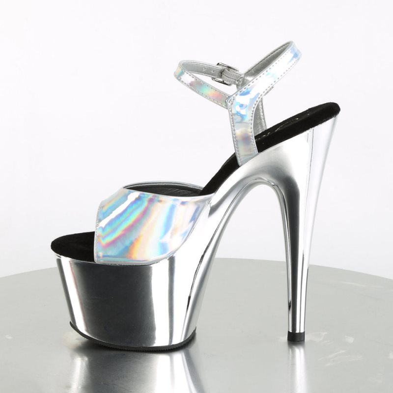 Pleaser Adore-709HGCH Hologram Hakken Dames Zilver | BELGIE BEYXLCQH