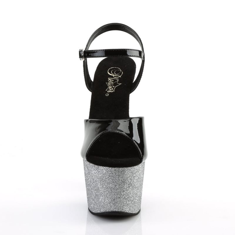Pleaser Adore-709OMBRE Hakken Dames Zwart Zilver | BELGIE BECFTVEU
