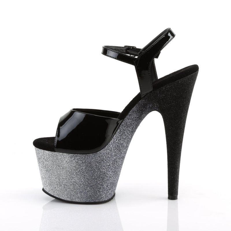Pleaser Adore-709OMBRE Hakken Dames Zwart Zilver | BELGIE BECFTVEU