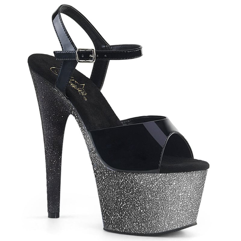 Pleaser Adore-709OMBRE Hakken Dames Zwart Zilver | BELGIE BECFTVEU
