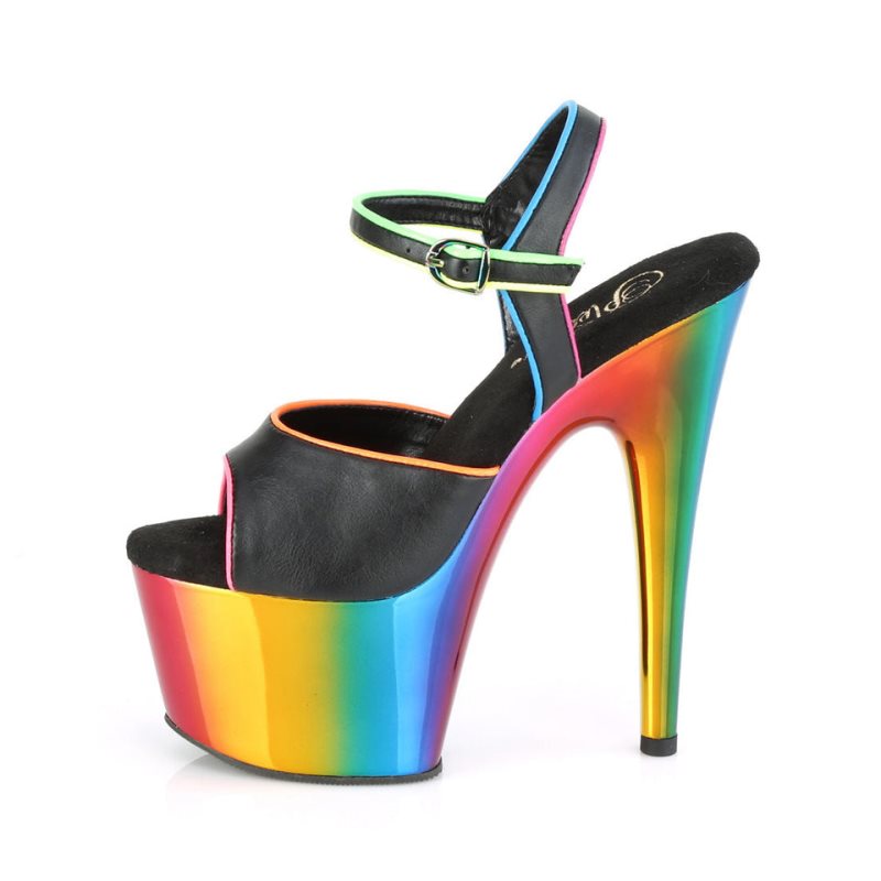 Pleaser Adore-709RC-02 Vegan Leather Hakken Dames Zwart Gekleurd | BELGIE BEMDEZVN