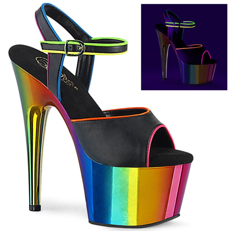 Pleaser Adore-709RC-02 Vegan Leather Hakken Dames Zwart Gekleurd | BELGIE BEMDEZVN