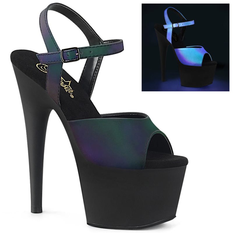 Pleaser Adore-709REFL Hakken Dames Groen Zwart | BELGIE BEBTUXMY