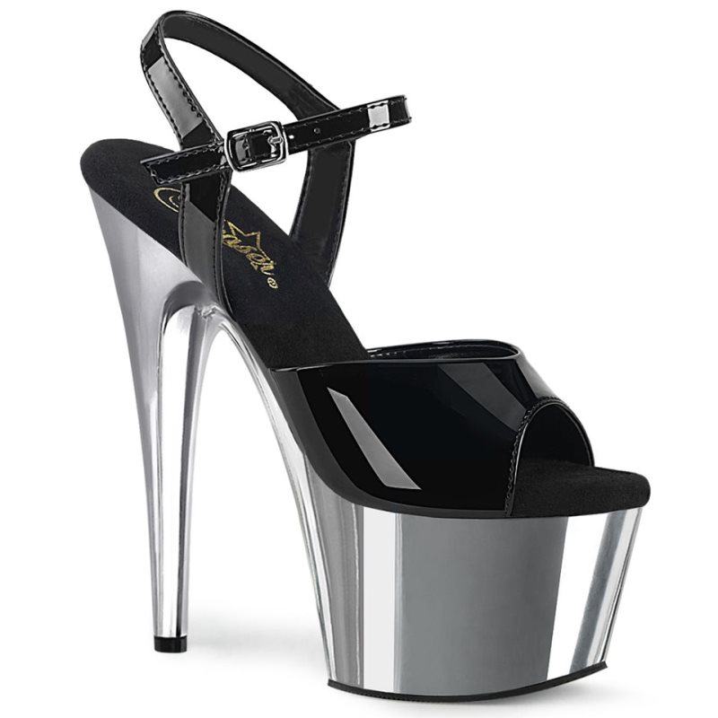 Pleaser Adore-709 Hakken Dames Zwart Zilver | BELGIE BEZVFDKQ