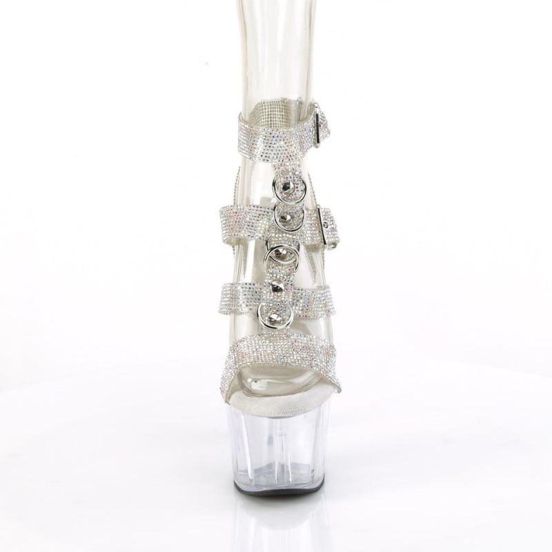 Pleaser Adore-756RS AB Rhinestone Hakken Dames Zilver | BELGIE BETCPZQG