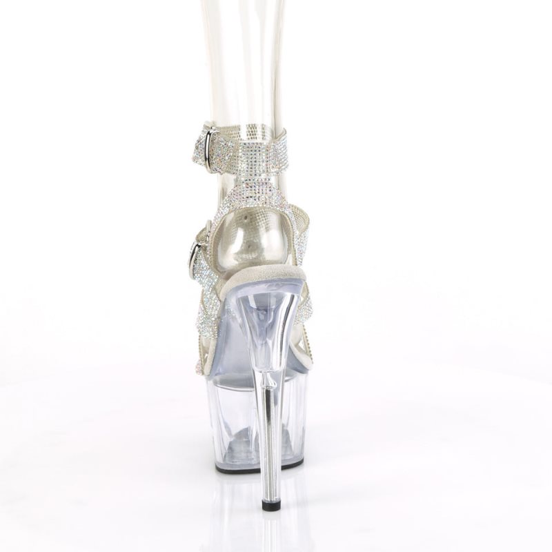 Pleaser Adore-756RS AB Rhinestone Hakken Dames Zilver | BELGIE BETCPZQG