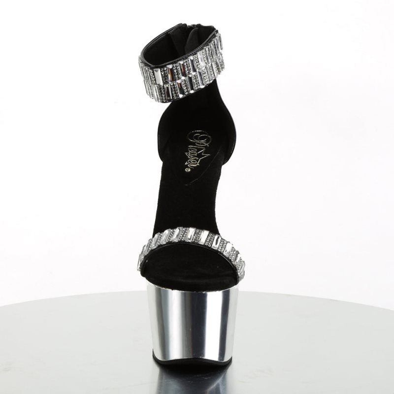 Pleaser Adore-769RS Hakken Dames Zwart Zilver | BELGIE BEGRADPX