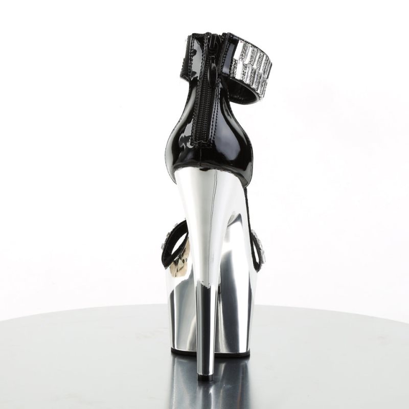Pleaser Adore-769RS Hakken Dames Zwart Zilver | BELGIE BEGRADPX