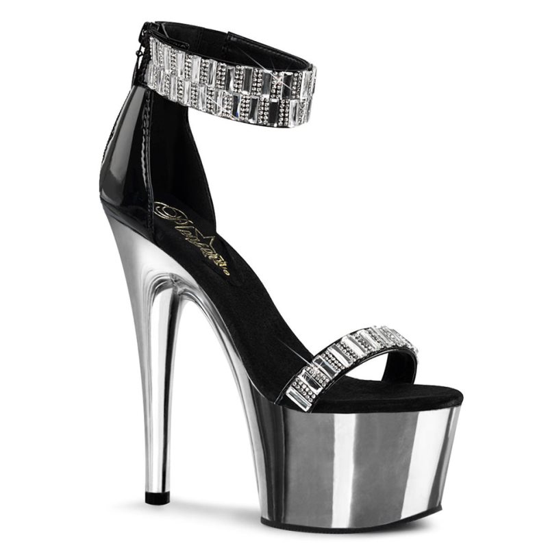 Pleaser Adore-769RS Hakken Dames Zwart Zilver | BELGIE BEGRADPX