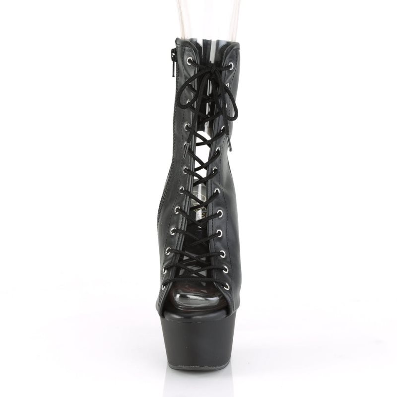 Pleaser Aspire-1016 Vegan Leather Laarzen Dames Zwart | BELGIE BEAYCLZR