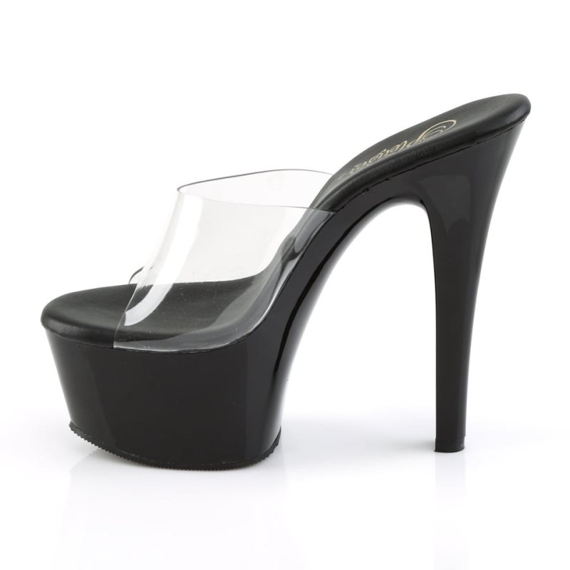 Pleaser Aspire-601 Badslippers Plateauzool Dames Zwart | BELGIE BEJWPFZE
