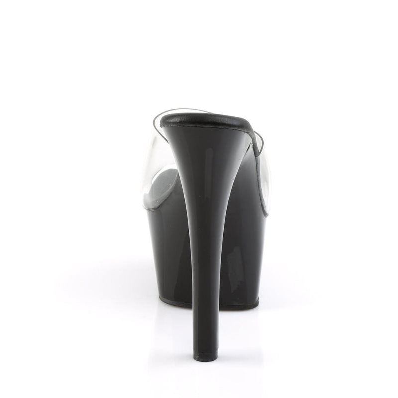 Pleaser Aspire-601 Badslippers Plateauzool Dames Zwart | BELGIE BEJWPFZE
