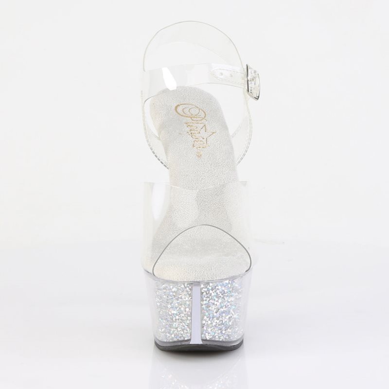 Pleaser Aspire-608RSI Rhinestones Hakken Dames Zilver | BELGIE BEZROTPY