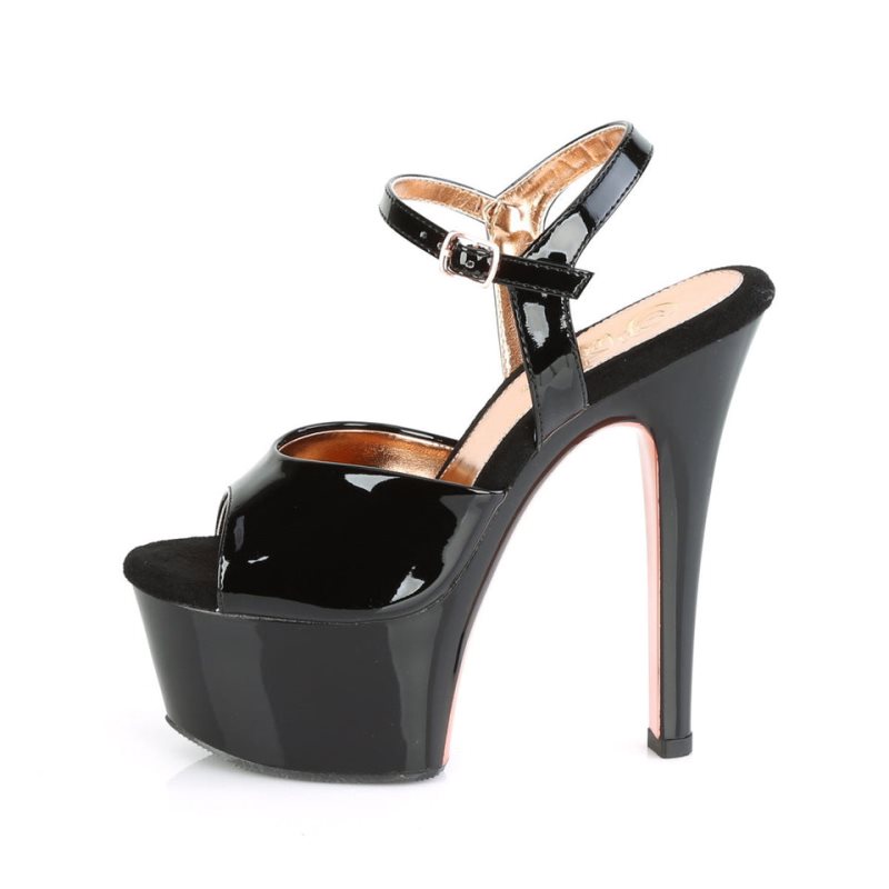 Pleaser Aspire-609TT Hakken Dames Zwart Roze Goud | BELGIE BEQECOMW