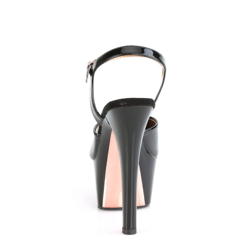 Pleaser Aspire-609TT Hakken Dames Zwart Roze Goud | BELGIE BEQECOMW