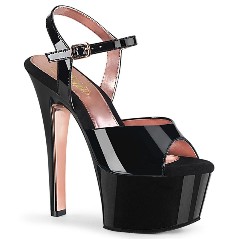 Pleaser Aspire-609TT Hakken Dames Zwart Roze Goud | BELGIE BEQECOMW