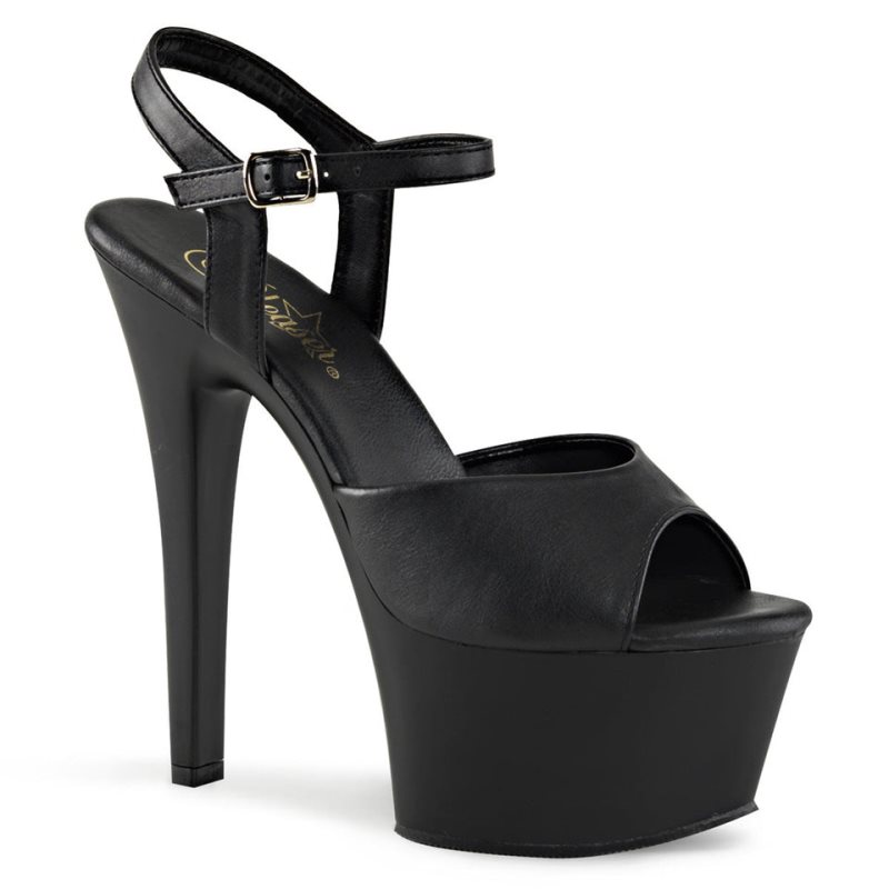 Pleaser Aspire-609 Vegan Leather Hakken Dames Zwart | BELGIE BEOWXGKL