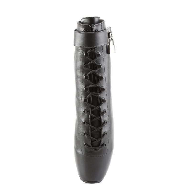 Pleaser Ballet-1025 Leather Laarzen Dames Zwart | BELGIE BEDQMELZ
