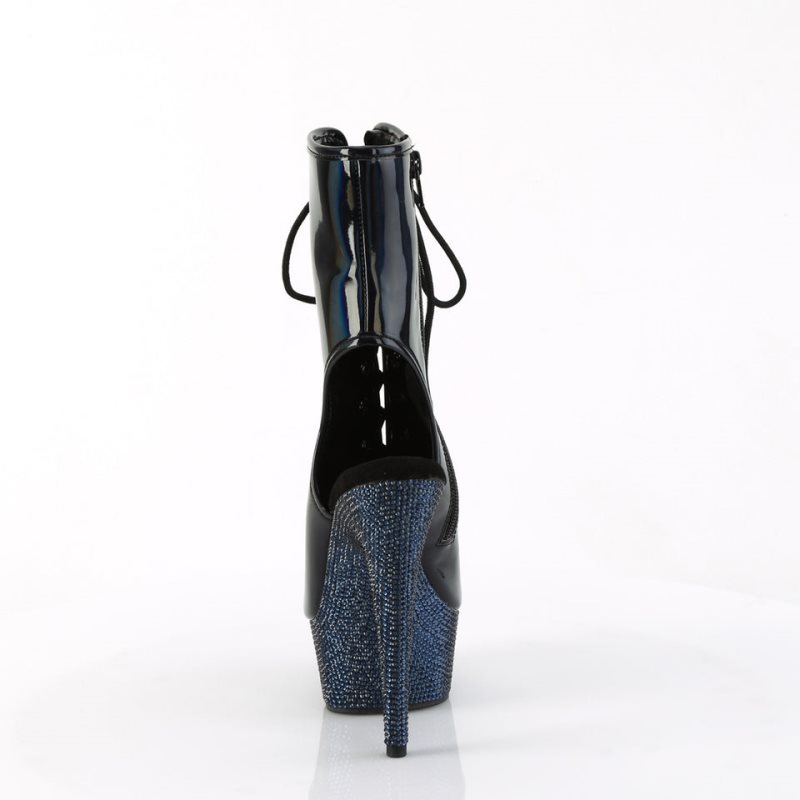 Pleaser Bejeweled-1016-6 Hologram Laarzen Dames Zwart | BELGIE BEZREXVB