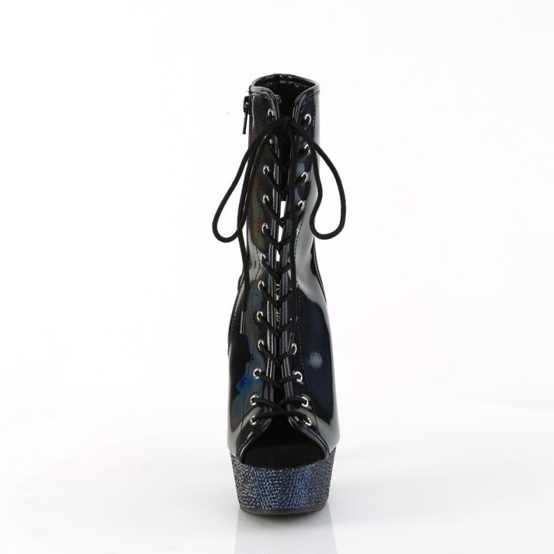Pleaser Bejeweled-1016-6 Hologram Laarzen Dames Zwart | BELGIE BEZREXVB