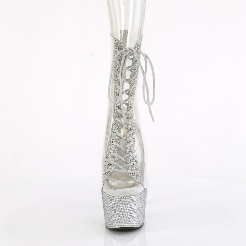 Pleaser Bejeweled-1016C-2-7 Laarzen Dames Zilver | BELGIE BEYBMZHT
