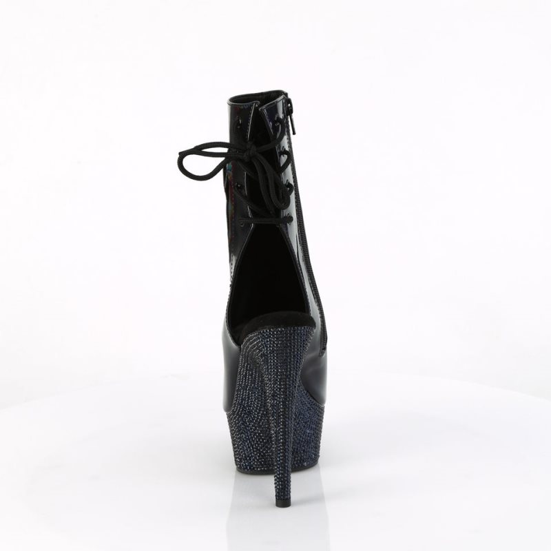 Pleaser Bejeweled-1018DM-6 Hologram Laarzen Dames Zwart | BELGIE BEYSGMHF