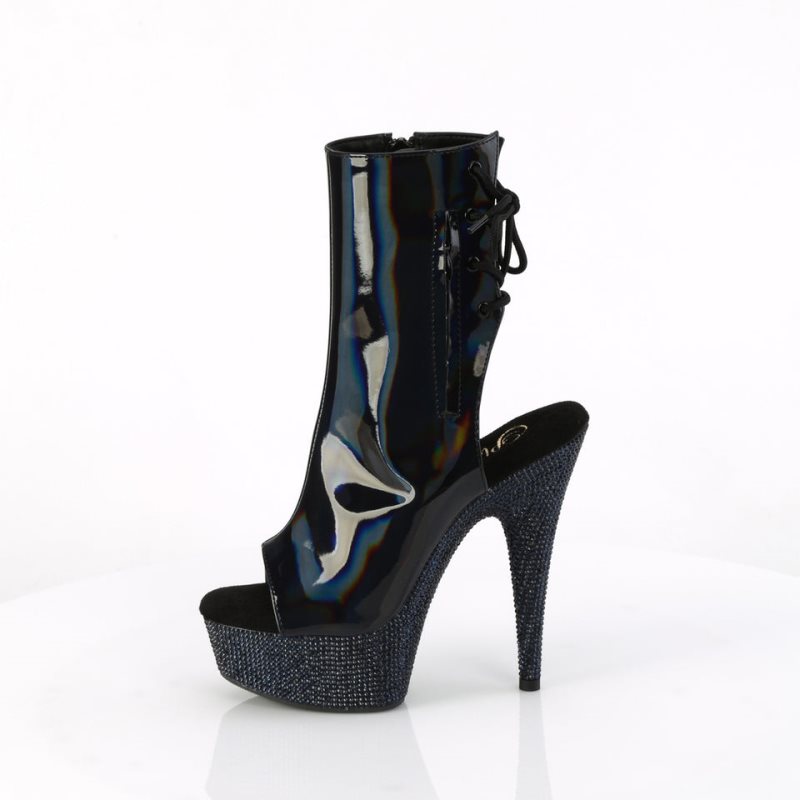 Pleaser Bejeweled-1018DM-6 Hologram Laarzen Dames Zwart | BELGIE BEYSGMHF