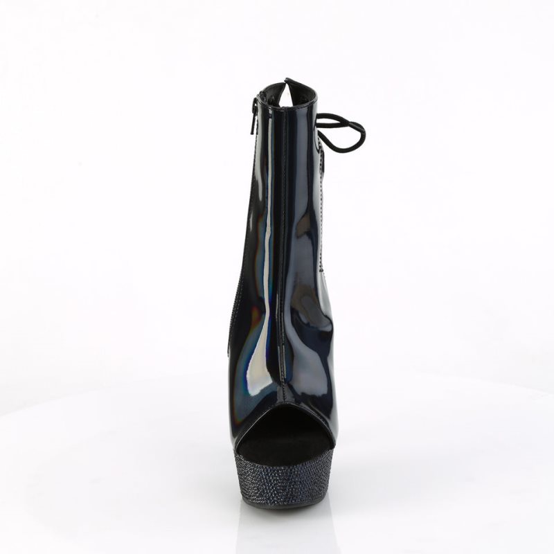 Pleaser Bejeweled-1018DM-6 Hologram Laarzen Dames Zwart | BELGIE BEYSGMHF