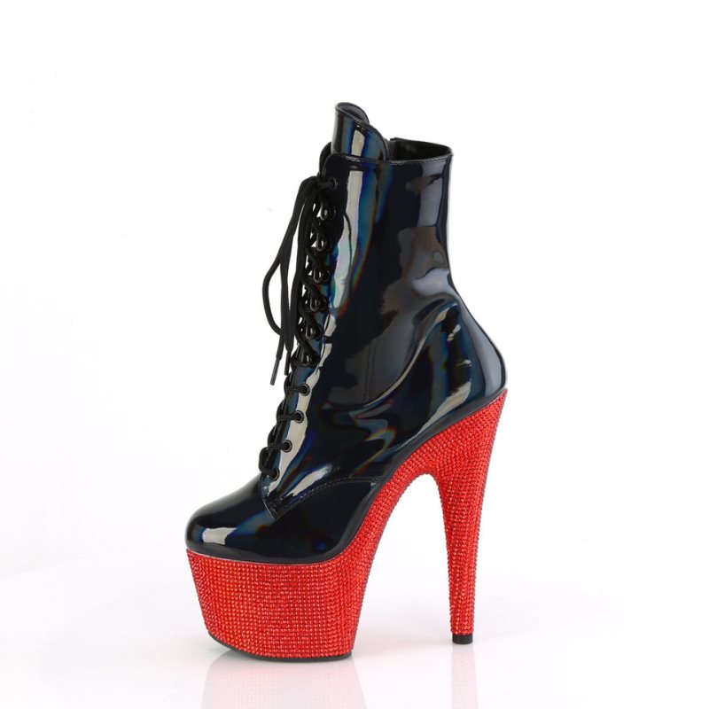 Pleaser Bejeweled-1020-7 Laarzen Dames Zwart Rood | BELGIE BEACLUXP