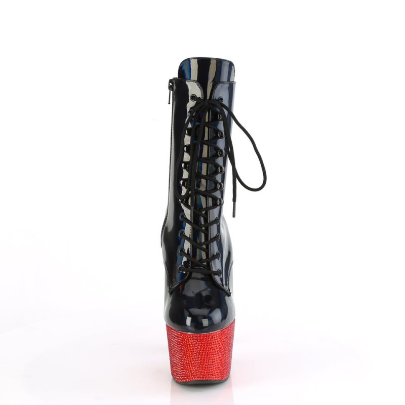 Pleaser Bejeweled-1020-7 Laarzen Dames Zwart Rood | BELGIE BEACLUXP