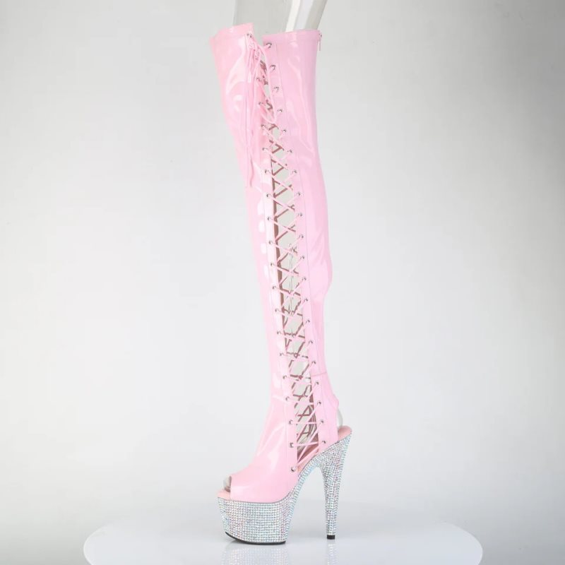 Pleaser Bejeweled-3052HG-7 Hologram Hoge Hakken Dames Roze Zilver | BELGIE BELZBCQI