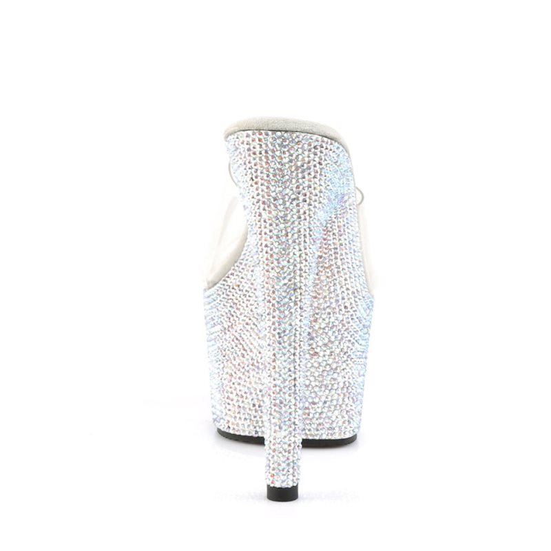 Pleaser Bejeweled-701DM Badslippers Plateauzool Dames Zilver | BELGIE BENTBXML