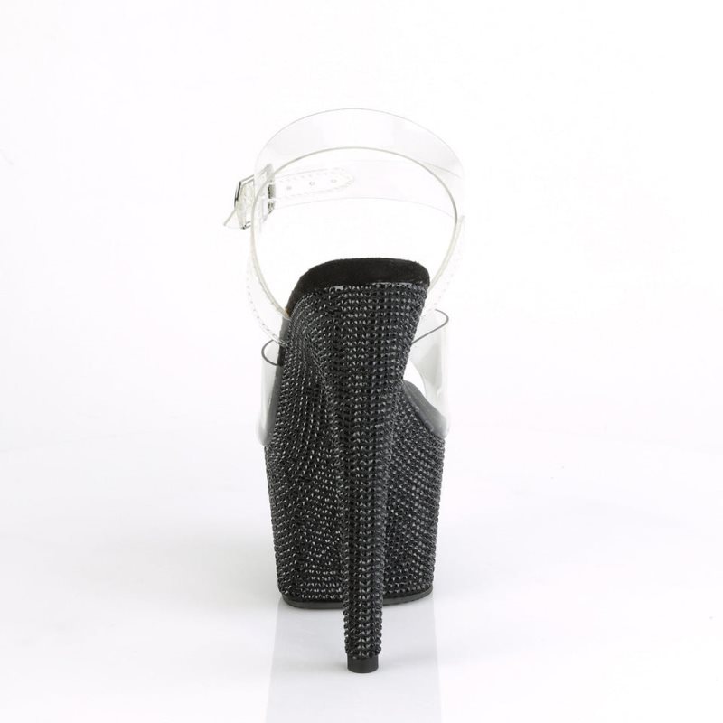 Pleaser Bejeweled-708DM Hakken Dames Zwart | BELGIE BEYHBCAR