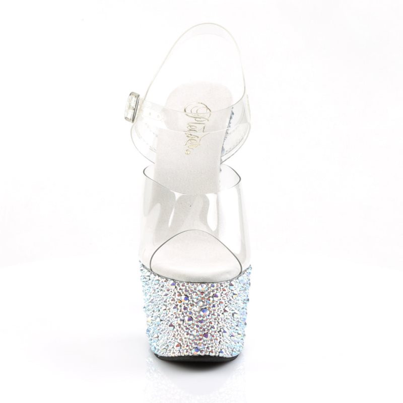 Pleaser Bejeweled-708MS Hakken Dames Zilver | BELGIE BEINJVER